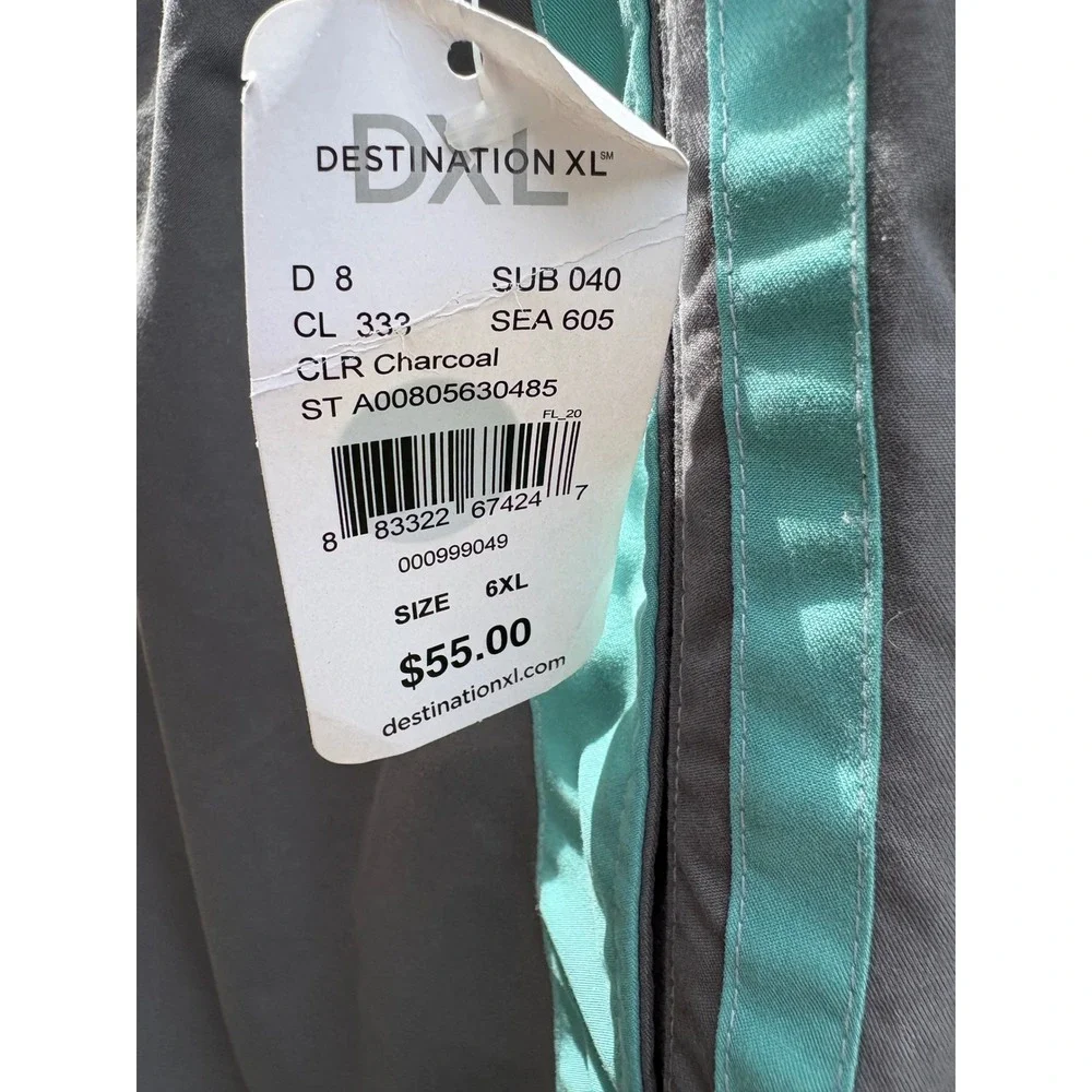 NWT‎ Mens 6XL Swim Trunks Gray Teal Stripe Cargo Board Shorts Coastal